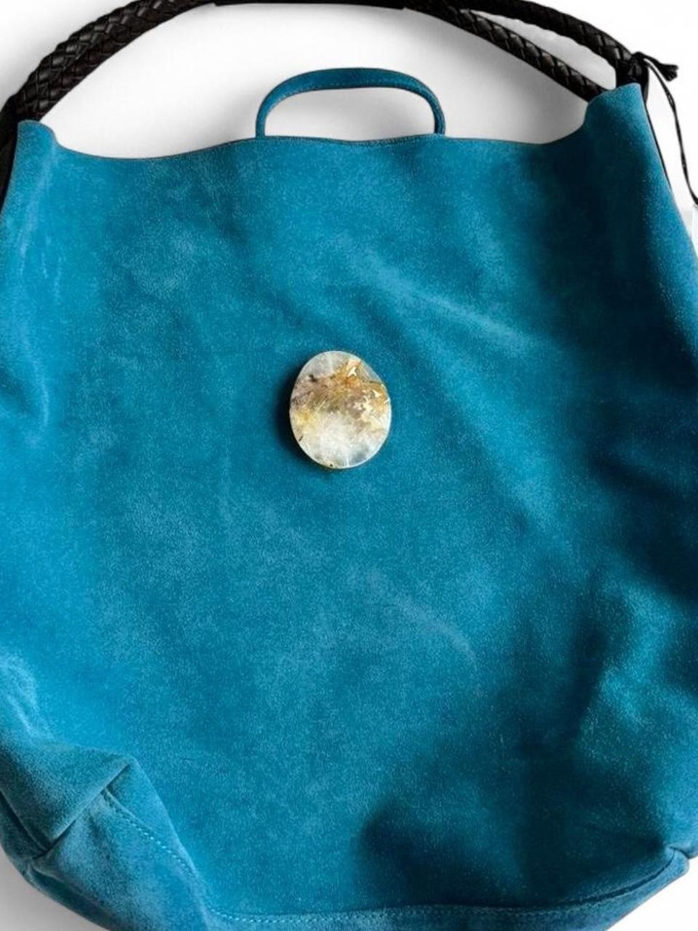 AUTHENTIC Florentine blue suede turquoise tote bag
